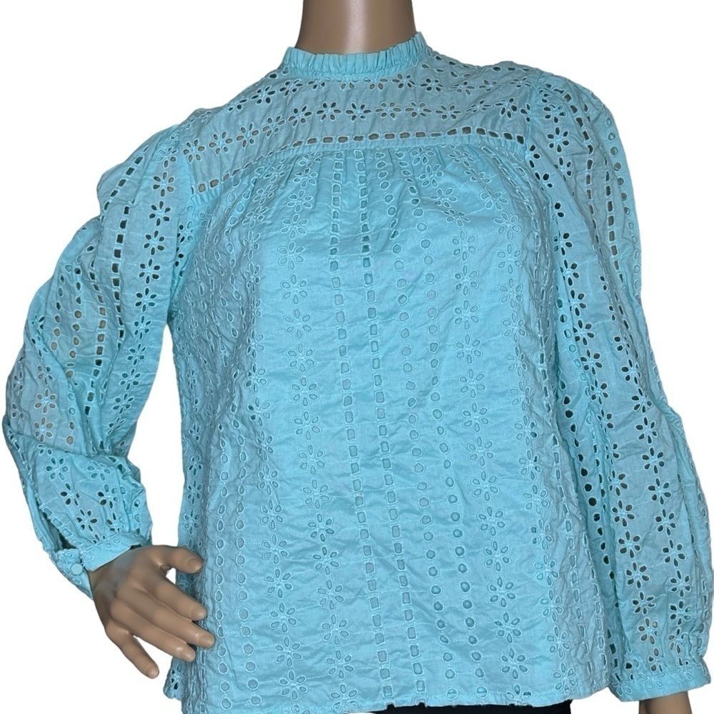 J. Crew baby blue eyelet blouse small